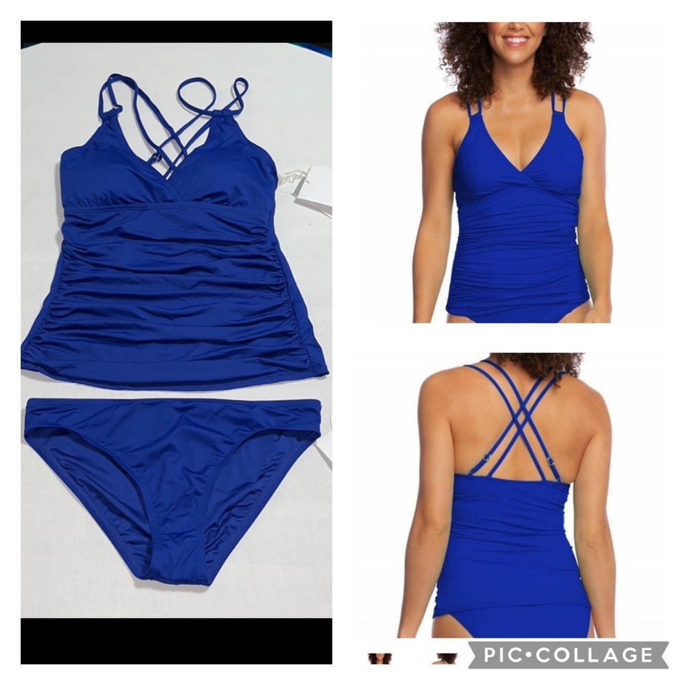 La Blanca BLUEBERRY Island Goddess Surplice Tankini Swim SET 6